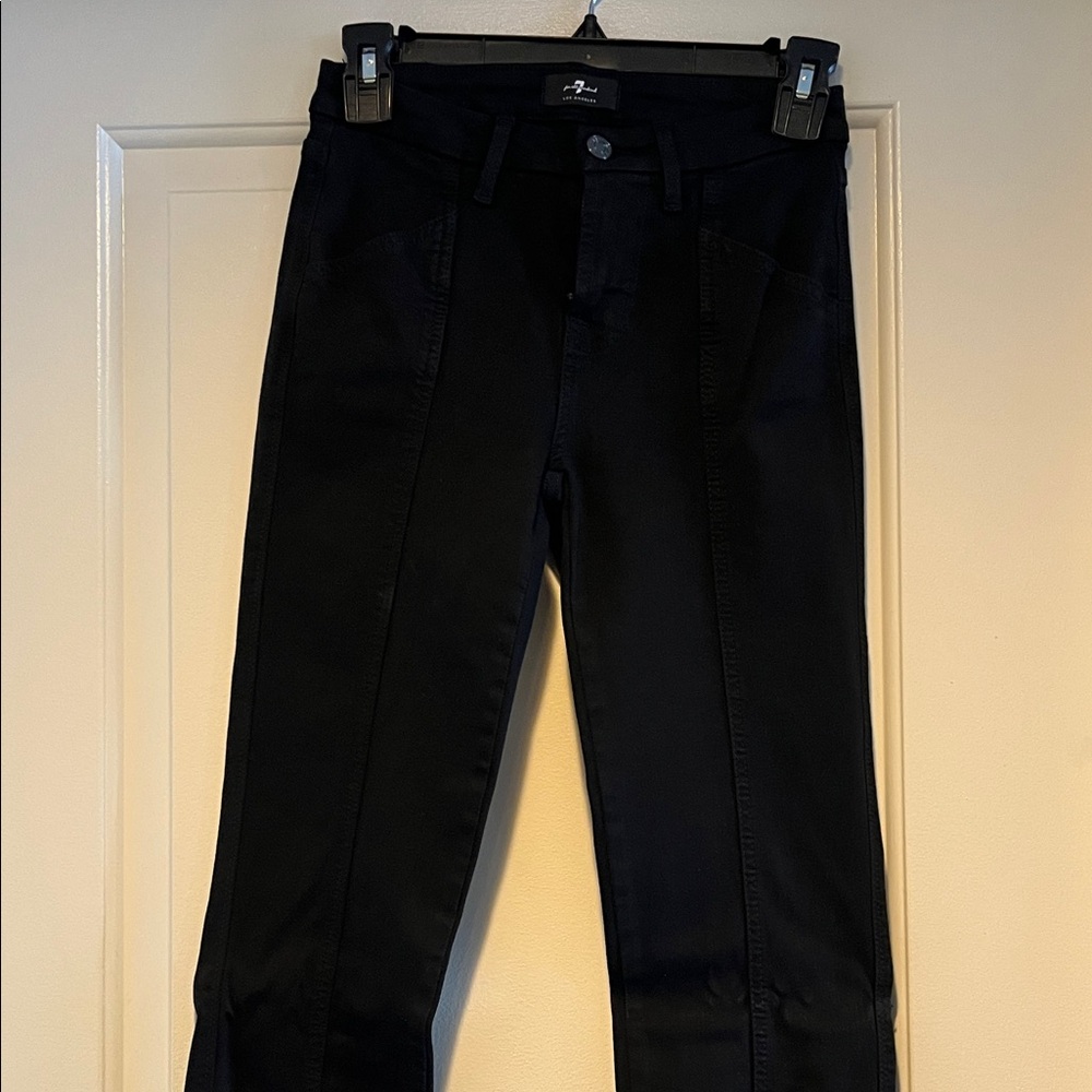 7 FOR ALL MANKIND. black flare jeans with slit. Size 25. Worn once